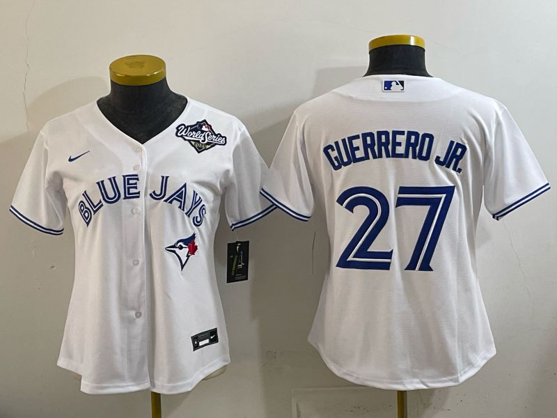 Women Toronto Blue Jays #27 Guerrero jr White 2026 Nike Game MLB Jersey 004